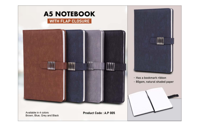 A5 Notebook with Flap Closure