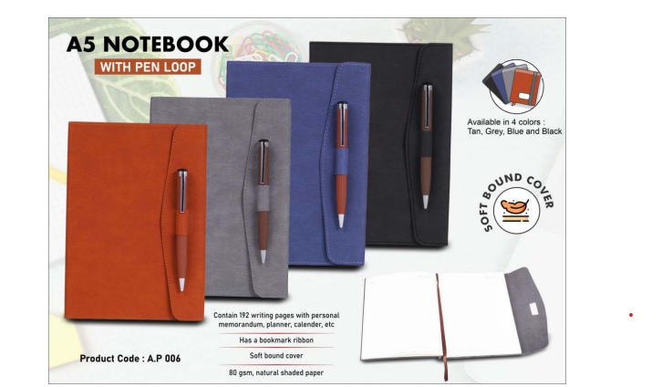 A5 Notebook with Pen Loop