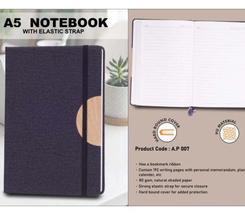 A5 Notebook with Elastic Strap