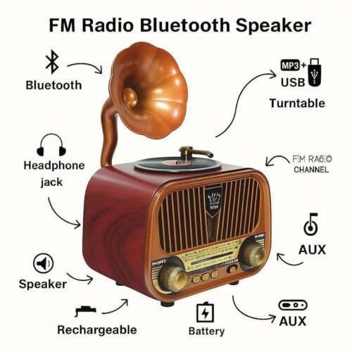 Retro Gramophone Bluetooth Speaker with Classic Horn